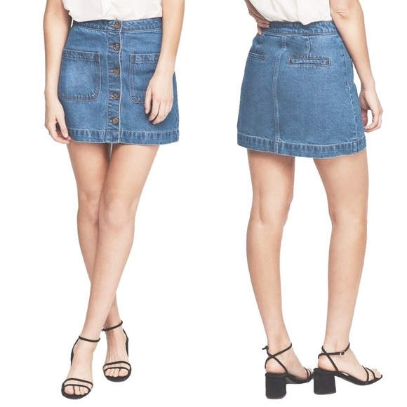WE the Free | Free People Denim Skirt Button Front High Rise Don't get me wrong - Picture 13 of 15